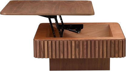 KEVINSPACE Lift Top Coffee Table Square Coffee Tables for Living Room Furniture Small CoffeeTable with Large Hidden Storage Center Table Mid Century ModernTable Rustic Walnut 35.43" W x14.57-24.5" H