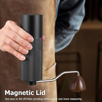 Manual Coffee Grinder with Double Bearing System Coffee Bean Grinder, 25g Capacity Hand Coffee Grinder, Stainless Steel 6-Star Burr Mill (GRAY, 6star-stainless steel)