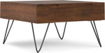Load image into Gallery viewer, SIMPLIHOME Hunter Lift Top Coffee Table - 32 inch Wide Solid Walnut Veneer and Metal Industrial Square Cocktail Table, Living Room Table with Dual Lift Tops, Hidden Storage and Hairpin Legs