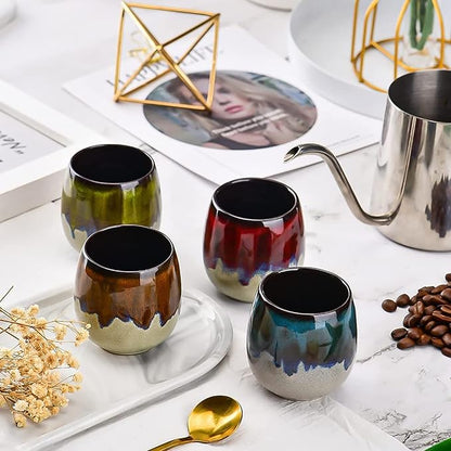 Espresso Cups Ceramic Cup Espresso Coffee Cup Small Tea Cups Tasting Cups Ceramic Mate Cup (2 x 3Oz, Brown)