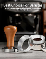 Load image into Gallery viewer, 51mm Espresso Tamper-Premium Barista Coffee Tamper Coffee Tamper Classic Series Stainless Steel Espresso Tamper Coffee Press Tool Tamper Espresso Handle Solid Wood 51mm Espresso Dosing Funnel