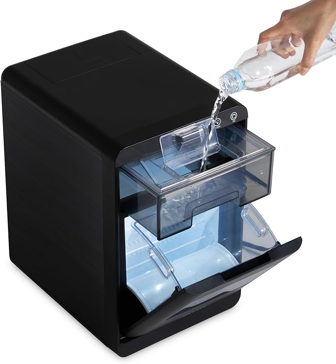 Newair Nugget Ice Maker Countertop, 44 lbs in 24 Hours Ice Machine Nugget, Self Cleaning Ice Maker in Black Stainless Steel, Perfect for Home Bar, Kitchen Countertop, RV, Home Office