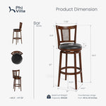 Load image into Gallery viewer, PHI VILLA 30 inch Bar Height Stools Set of 2,Swivel Wooden Barstools Tall Upholstered Faux Leather Barstool with Back,Vintage Bar Height Chairs,Kitchen Stools