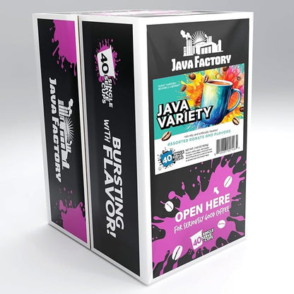 Java Factory Assorted Variety Pack Coffee Pods Compatible with Keurig Coffee Machine, 40 Count