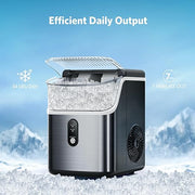 COWSAR Nugget Ice Makers Countertop Soft Chewable Pellet Ice Machine with Auto-Cleaning Function, 35Lbs/24H, Portable Ice Makers for Kitchen, Office, Home，Black