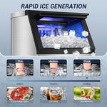 Load image into Gallery viewer, Commercial Ice Maker Machine 120LBS/24H with 30LBS Storage Bin, 15" Wide Undercounter/Freestanding Ice Maker Machine for Home Bar Outdoor, 40PCS Ice Cubes Ice Machine, Self Cleaning
