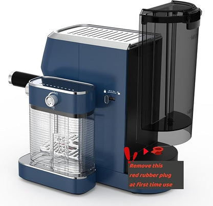 Cappuccino Machine 20 Bar, Professional Espresso Machines for Home and Office with Automatic Milk Frothering System, Barista Compact Latte Maker for Coffee Lovers, Stainless Steel-Blue