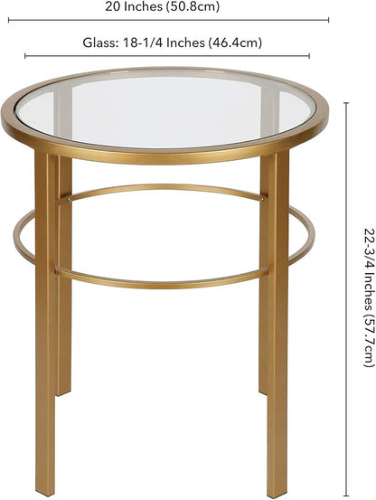 Henn&Hart 20" Wide Round Side Table in Brass, Table for Living Room, Bedroom