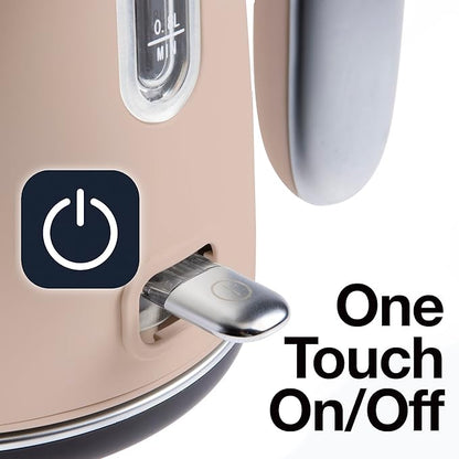 Rae Dunn Electric Hot Water Kettle - Stainless Steel Coffee Maker, Tea Kettle, Swivel Base, With Automatic Shut Off Boil-Dry Protection, Easy Pour Pitcher, 1500 Watt Boiling Power, 1.7 Liters, Blush