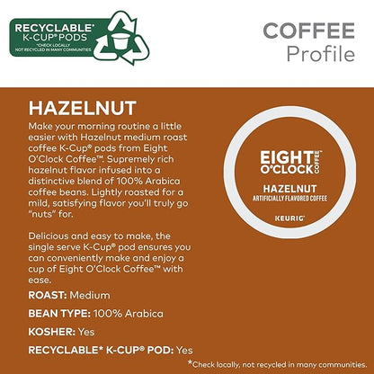 Eight O'Clock Coffee Hazelnut Keurig Single-Serve K-Cup Pods, Medium Roast Coffee, 96 Count