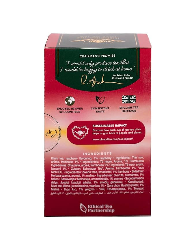English Teas, "Raspberry Indulgence Black Tea" - Tagged and Aluminium Foil En...