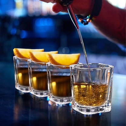 30 Pack Heavy Base Shot Glasses Set, 2.2 oz Clear Whiskey Glasses, Square Shot Glass Bulk, Small Thick Glass Cups for Vodka Tequila Espresso Liquor, Ideal Supplies for Bar Party