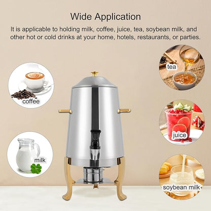 YIYIBYUS 3.5 Gallon Hot Beverage Dispenser, Stainless Steel Coffee Urn Chafer, Hot Drinks Dispenser for Milk Coffee Tea Water Juice - Parties Event Buffet Catering