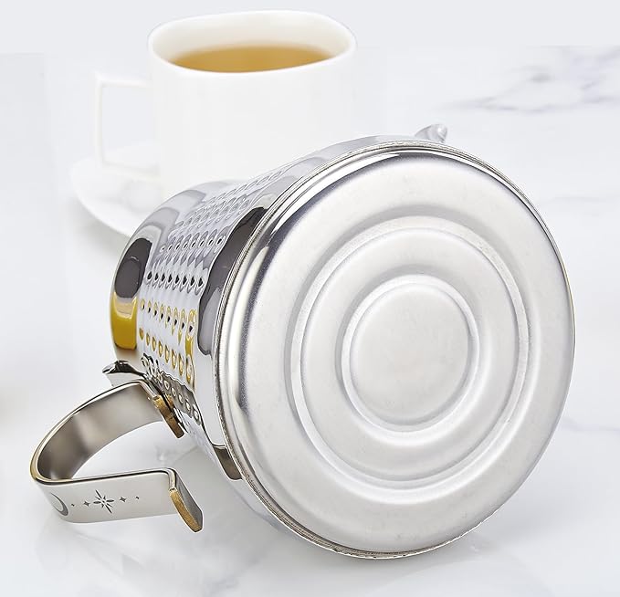 SANQIAHOME 1.2L(40oz) Stainless Steel Hammer Patterned Teapot With Removeable Infuser,Loose leaf cover,Silver
