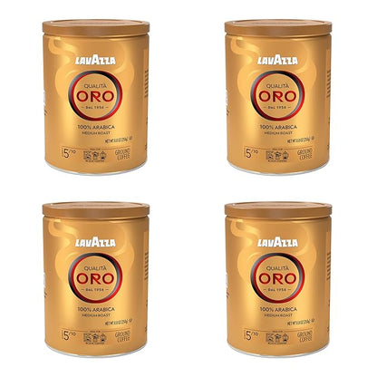 Lavazza Qualità Oro Ground Coffee, Medium Roast, 100% Arabica, 8.8 oz Tin (Pack of 4)