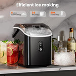 Load image into Gallery viewer, Nugget Ice Makers Countertop - Soft Chewable Pellet Ice, 35Lbs/24Hrs, Easy Operation, Pebble Ice Maker Machine with Self-Cleaning, Pellet Ice Machine with Ice Basket &amp; Scoop for Home/Bar/Party, Black