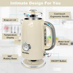 Load image into Gallery viewer, Electric Stainless Steel Tea Kettles1500W-1.7L-with Thermometer, Auto Shut-Off &amp; Boil-Dry, Cool Touch Handle, BPA Free Kettle &amp; Hot Water Kettle (Beige)
