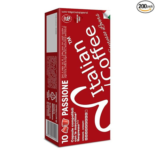 Italian Coffee for Espresso Lovers capsules compatible with Nespresso Original Line machines (Passione Regular, 200 Count (Pack of 1))