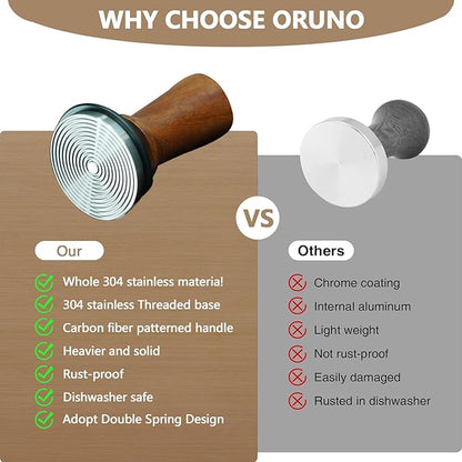 Espresso Coffee Tamper 58.35mm,Ebony Double Spring Coffee Tamper Spring Loaded,100% Stainless Steel Ripple Base,Constant 30lb,Compatible Coffee Machine Accessories (53mm)