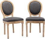 Load image into Gallery viewer, French Country Dining Chairs Set of 2, Vintage Wooden Dining Chairs with Fabric Upholstered Seat&amp;Oval Backrest,Solid Wood Legs&amp;Frame, Farmhouse Kitchen&amp;Living Room Chairs(Dark Gray,2 Pcs)