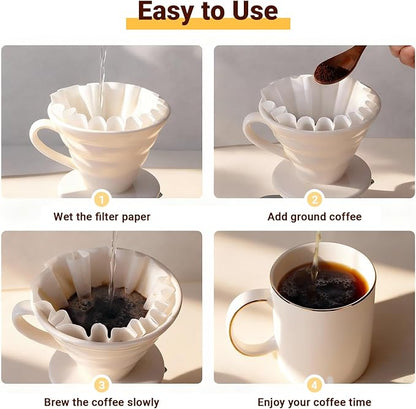 Segarty 200 Count 1-4 Cup Disposable Coffee Paper Filters, 7.2in White Basket Style Coffee Filters Ideal Bar Accessories for Pour Over Maker Coffee Brewer Dripper Machine for Home Cafeteria Office Use