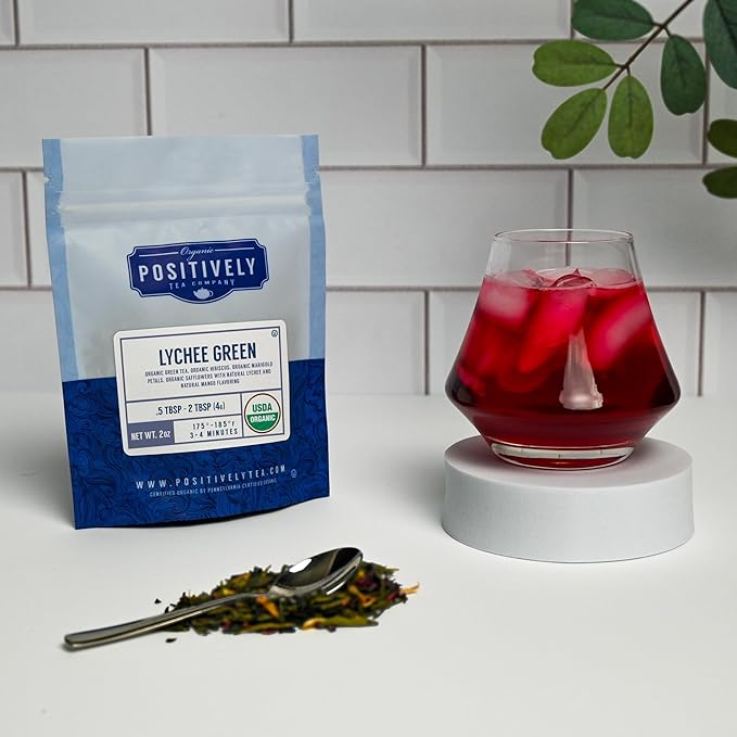 Organic Positively Tea Company, Lychee Green Tea, Loose Leaf, 16 Ounce