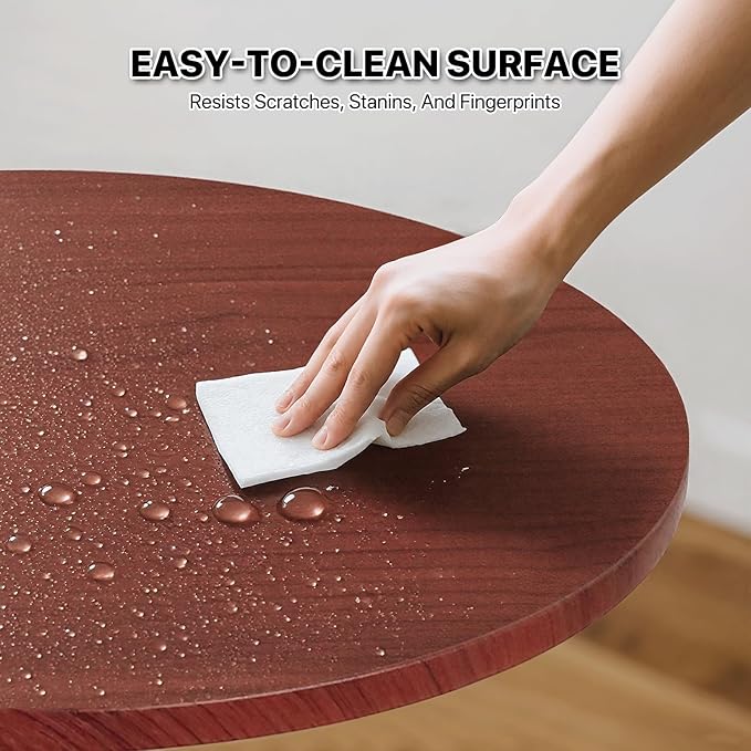 Magshion Round Bar Table, Height-Adjustable 27.5"-36" Tall Pub Tables with Black Leg and Sturdy Base, 360° Swivel Table for Kitchen Bistro Bar Cocktail Table (Red)