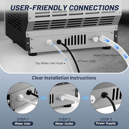 100LBS/24H High Output - Commercial Ice Maker with 20LBS Storage Bin - Dual Water Inlets, 36 Ice Cubes/Cycle, 15" Compact Undercounter/Freestanding Design - Self-Cleaning for Home Bars, Outdoor