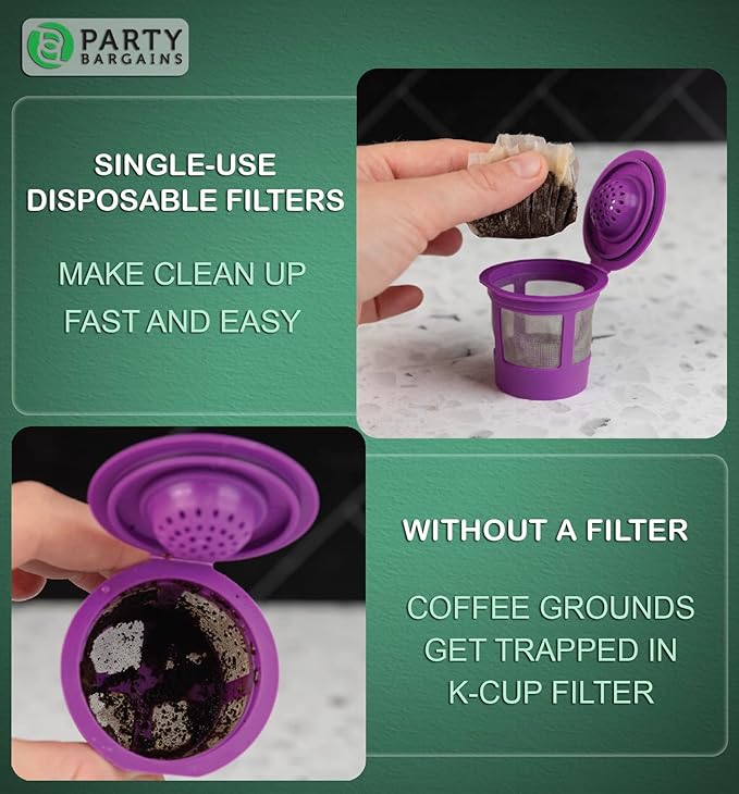 Party Bargains 600 Paper Coffee Filters - Compact Design Single-Use Coffee Filter Compact Design, for for Keurig Brewers and Compatible with K-Cup Pods 1.0 & 2.0 Models