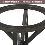 Load image into Gallery viewer, End Table Living Room Sofa Side Table Modern Simple Round Transparent Tempered Glass Top and Wood Base, Office Terrace Study Accent End Table, Black Brown