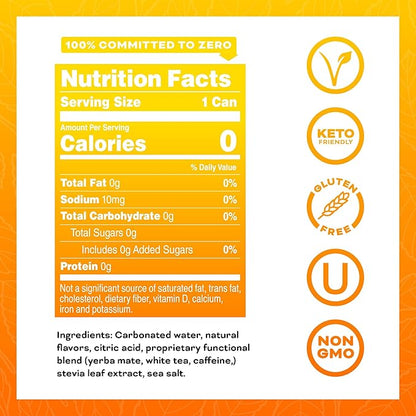 Yerbaé Energy Beverage, Mango Passion Fruit, 120mg Caffeine. No Sugar/Calories/Carbs, Energized by Yerba Mate, Plant-Based, Healthy Alternative to Sugary Drinks, Pack of 12, 12oz cans