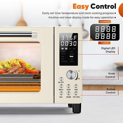 Nuwave Bravo Pro Convection Air Fryer Toaster Oven Combo, 2025 New and Improved, 10-in-1, 50°-450°F Temp Controls, Quick & Even Crisp Technology, 21Qt Capacity, Vanilla Cream, PFAS Free