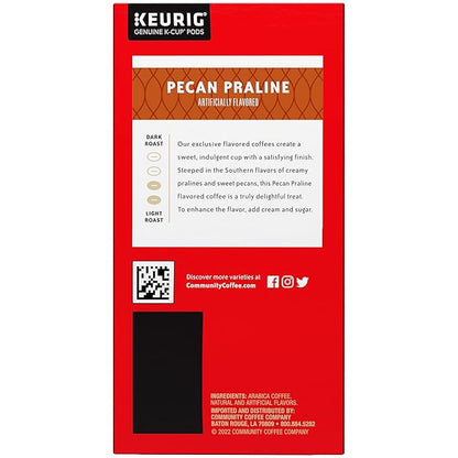 Community Coffee Pecan Praline Flavored 24 Count Coffee Pods, Medium Roast, Compatible with Keurig 2.0 K-Cup Brewers, 24 Count (Pack of 1)