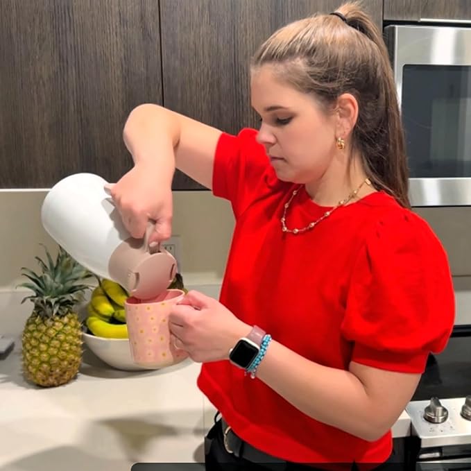 GiNT 50.7 Ounces Stainless Steel Thermal Coffee Carafe with Lid/Double Walled Vacuum Thermal Carafe / 12 Hour Heat Retention (White, 1.5L)