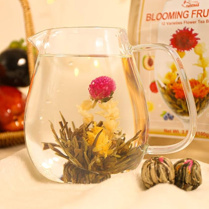 FullChea - Blooming Flowering Tea, 12 Unique Varieties - Flowering Tea in 12 Delicious Fruit Flavors - Gift For Tealovers, Christmas, Anniversary, Valentine, Birthday