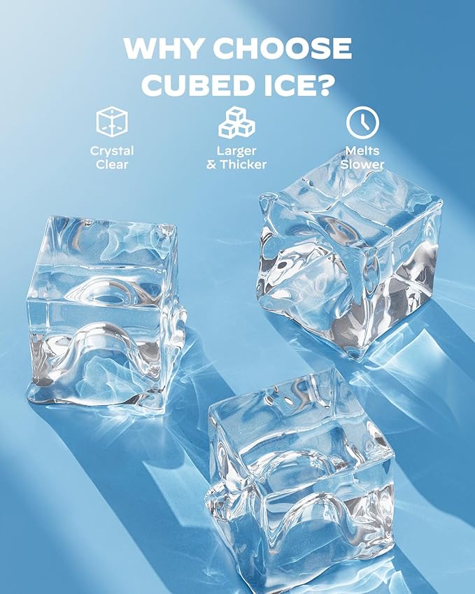 Silonn Ice Maker Countertop 44lbs/Day, Ice Cube Maker with Self-Cleaning, Stainless Steel Ice Machine with 2 Water Fill Options, Compact for Home Office Bar Party