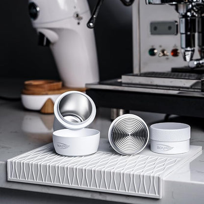 IKAPE 51mm Espresso Tamper, Premium Barista Coffee Tamper with Calibrated Spring Loaded, 100% Flat Stainless Steel Base Tamper for Espresso Machine(White)