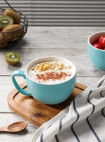 Load image into Gallery viewer, Teocera Turquoise Coffee Mugs Set of 4, 16 oz Ceramic Coffee Mug, Large Mug Set with Handle for Cold or Hot Drinks like Cocoa, Milk, Latte, Fruit Cereal, Long-lasting Porcelain with Modern Design