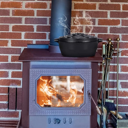 G Good Gain Wood Stove Steamer,Fireplace Humidifier,Cast Iron Humidifier for Stove, Matte Black Finish, Rust Resistant, Lattice Top, 2.5 Quart Capacity,Wood Burning Stove Indoor Decorative