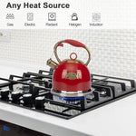 Load image into Gallery viewer, Tea Kettle, Stovetop Whistling Teapot, Stainless Steel, Black, 3.0-Quart