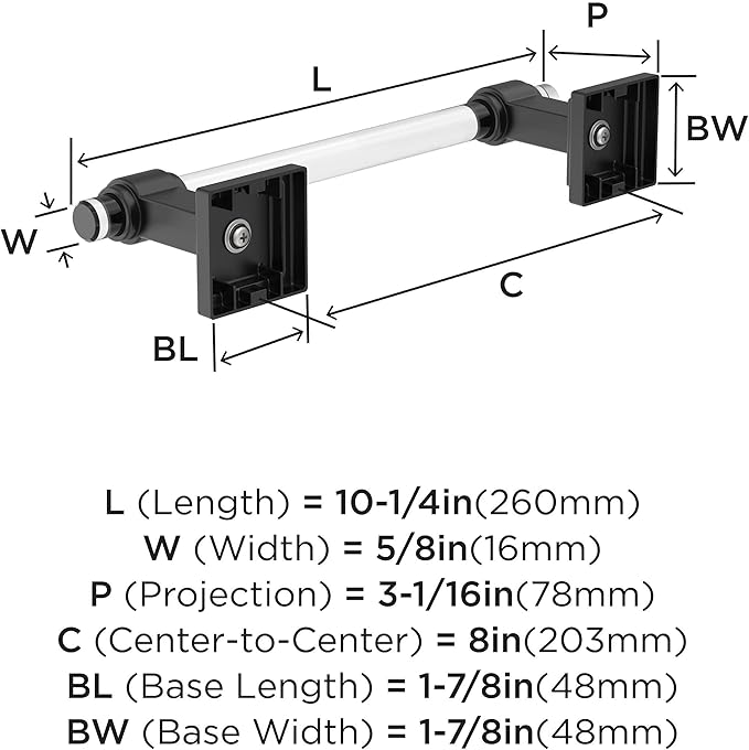 Amerock BH36065CMB | Clear/Matte Black Towel Bar | 8 in. (203 mm) Towel Rack | Glacio | Bathroom Towel Holder | Bathroom Hardware | Bath Accessories