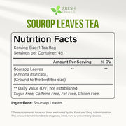 FreshDrinkUS, Premium Soursop Graviola Leaf Tea | 45 Tea Bags form Powder, 100% Natural and Pure, Handmade, Made With Natural Materials-Corn Fiber Tea Bag, Sugar/Caffeine Free, Hoja Guanabana Tea