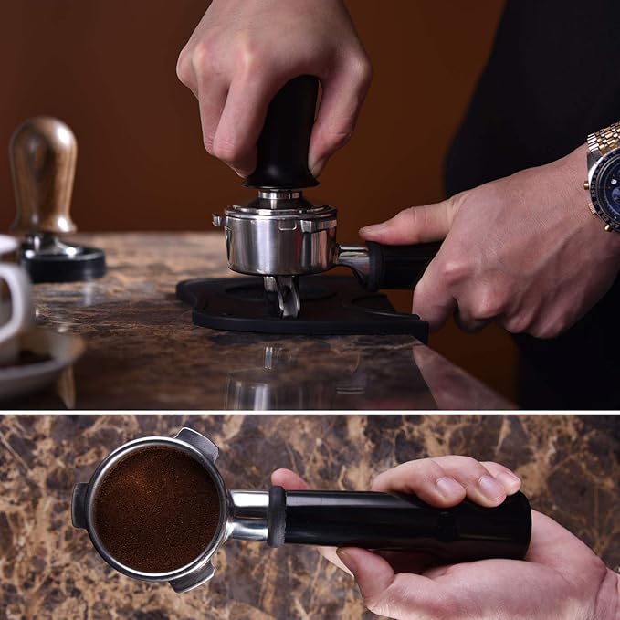 53mm Calibrated Espresso Tamper, Calibrated Coffee Tamper with Spring Loaded Anodized Aluminum Handle Stainless Steel Flat Base, Professional Espresso Hand Tamper