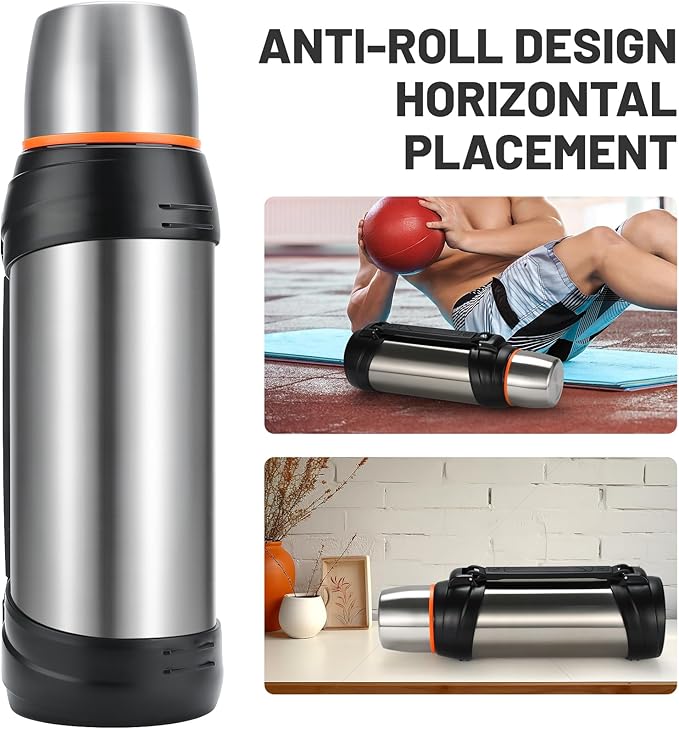 Large Thermosflask- 85oz Stainless Steel Insulated Bottle for Travel with BPA Free Cup - 2.5L Oversized Vacuum Insulated Thermoses with Handle and Strap for Hot & Cold Drinks(Silver)