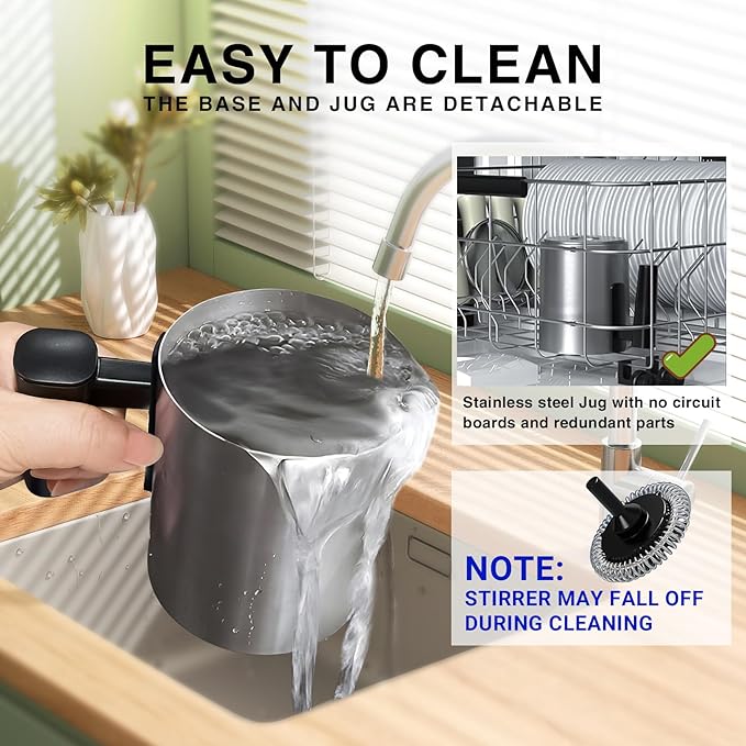 4-in-1 Electric Milk Frother and Steamer, 400ml(13.5oz) Stainless Steel Pitcher with Auto Shut-Off, Hot & Cold Foam Maker and Milk Warmer for Lattes, Cappuccinos, Macchiato, Dishwasher Safe