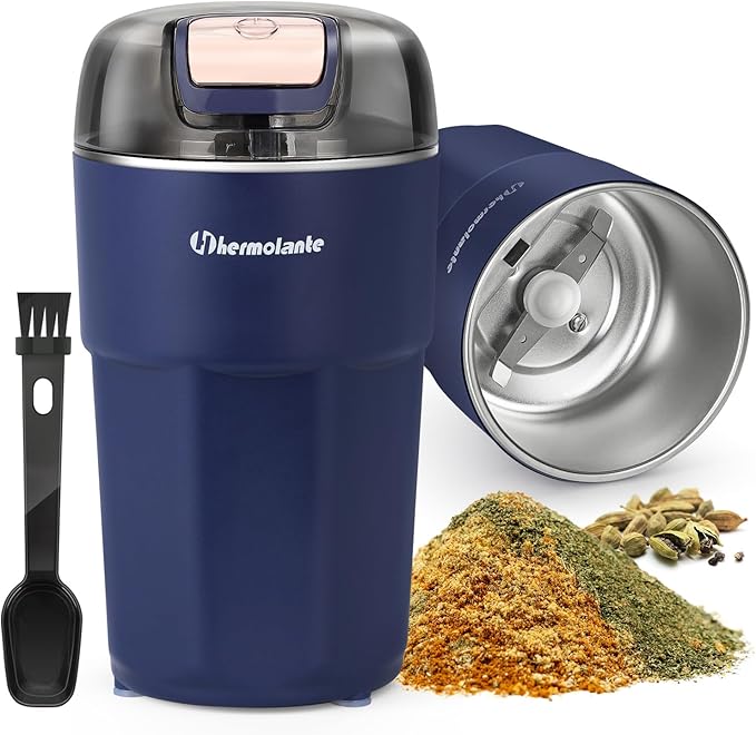 Herb Spice Grinder, One-key Electric Grinder with 304 Stainless Steel Blades and Cleaning Brush, Electric Grinders for Herb, Spices, Coffee, Nuts, Seeds,etc.