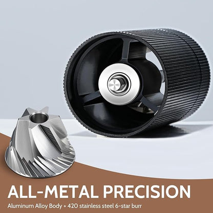 Manual Coffee Grinder, 420 Stainless Steel Conical Burr Hand Coffee Bean Grinder, Adjustable Grind Setting For Espresso, Pour Over, French Press (Black)