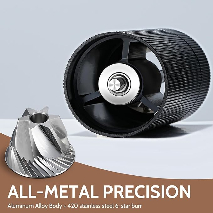 Manual Coffee Grinder, 420 Stainless Steel Conical Burr Hand Coffee Bean Grinder, Adjustable Grind Setting For Espresso, Pour Over, French Press (Black)