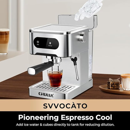 CHULUX Svvocàto Hot & Cool Espresso Machine, 20 Bar Italian Pump, Professional Coffee Machine for Home Latte Cappuccino Espresso Maker, Full Color Touch Panel