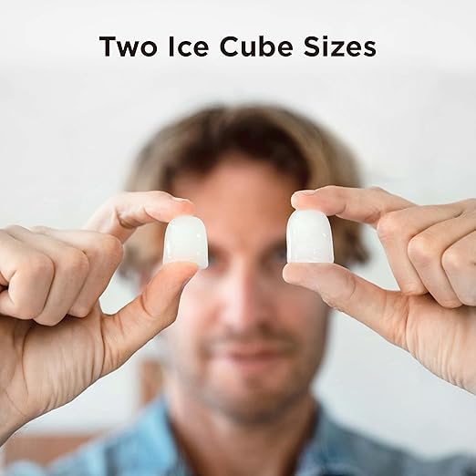 Silonn Countertop Ice Maker, 9 Ice Cubes in 6 Mins, 26 Lbs in 24 Hrs, Compact Ice Machine with Ice Basket & Scoop, 2 Ice Sizes, Self-Cleaning Ice Maker for Home/Party/Office/Bar/Dorm, Black